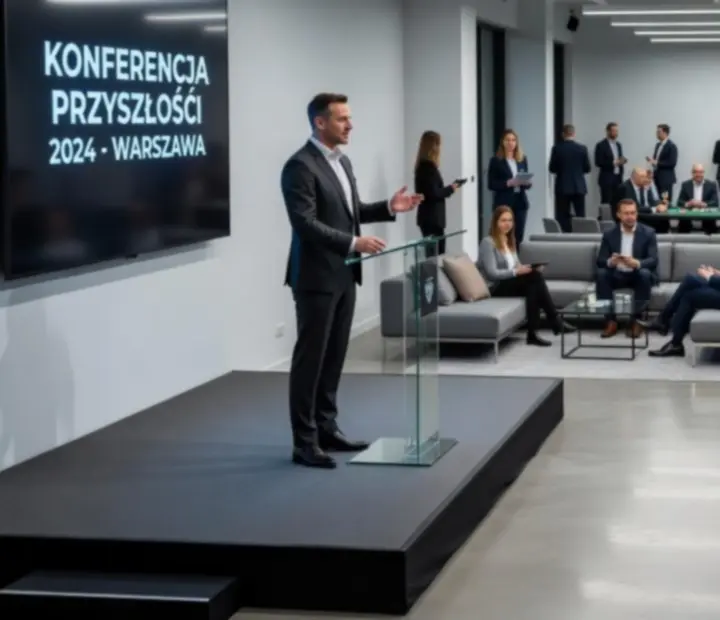Konferencja biznesowa z wieczorną częścią networkingową i stołami do gier.