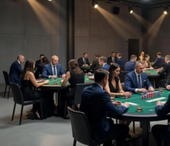 Przestrzeń eventowa przed i po transformacji w elegancki poker salon